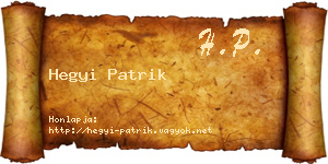Hegyi Patrik névjegykártya